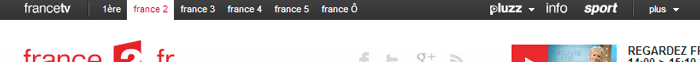 barre de navigation muti-sites chez France Télévisions