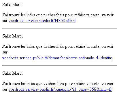 Exemles d'url dans les mails