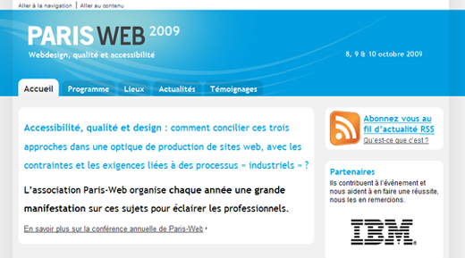 page d'accueil et introduction du site de Paris-Web